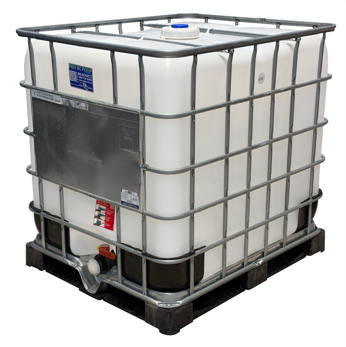 1000 L IBC Container, Kunststoffrahmenpalette, gebraucht gereinigt, Feingewinde, 150/50, UN
