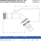 IBC Auslaufhahn, 3/4", S60x6, matt, verchromt