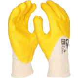 Pro-Fit® Nitril Handschuhe, "Savanne", gelb, 3/4 getaucht, Strickbund