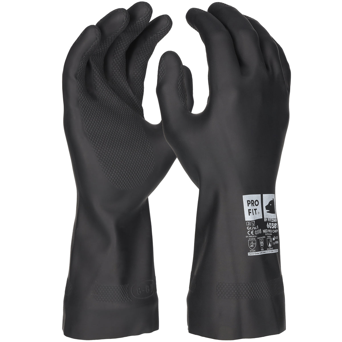 Pro-Fit® Neopren/Latex Chemikalienschutzhandschuh, 30 cm, schwarz