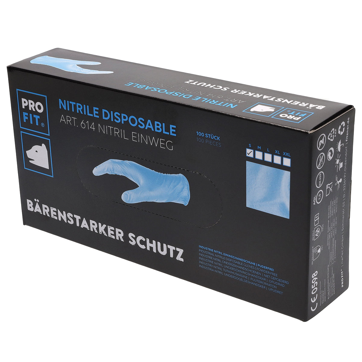 Pro-Fit® Nitril Einweghandschuhe, 24 cm, blau, (Box á 100 Stück)