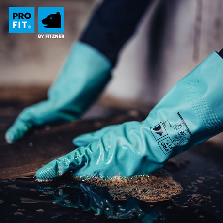 Pro-Fit® Nitril Chemikalienschutzhandschuhe "Trivex", 33 cm, grün